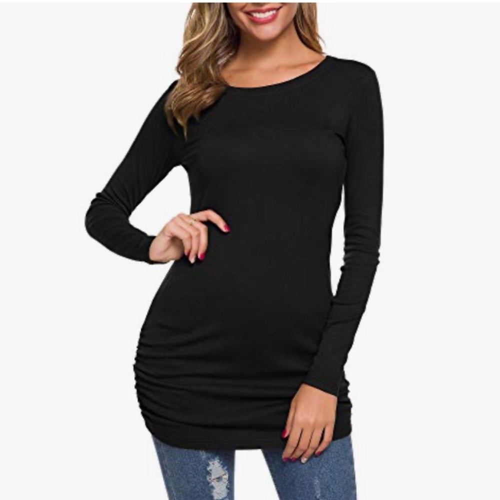 Colleen Lopez Layerings Long-Sleeve Stretch Pullover w/Ruched Sides/Sleeve Cuffs